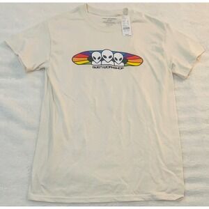 Alien Workshop Mens Rainbow Alien Graphic T-Shirt Off White Small NWT